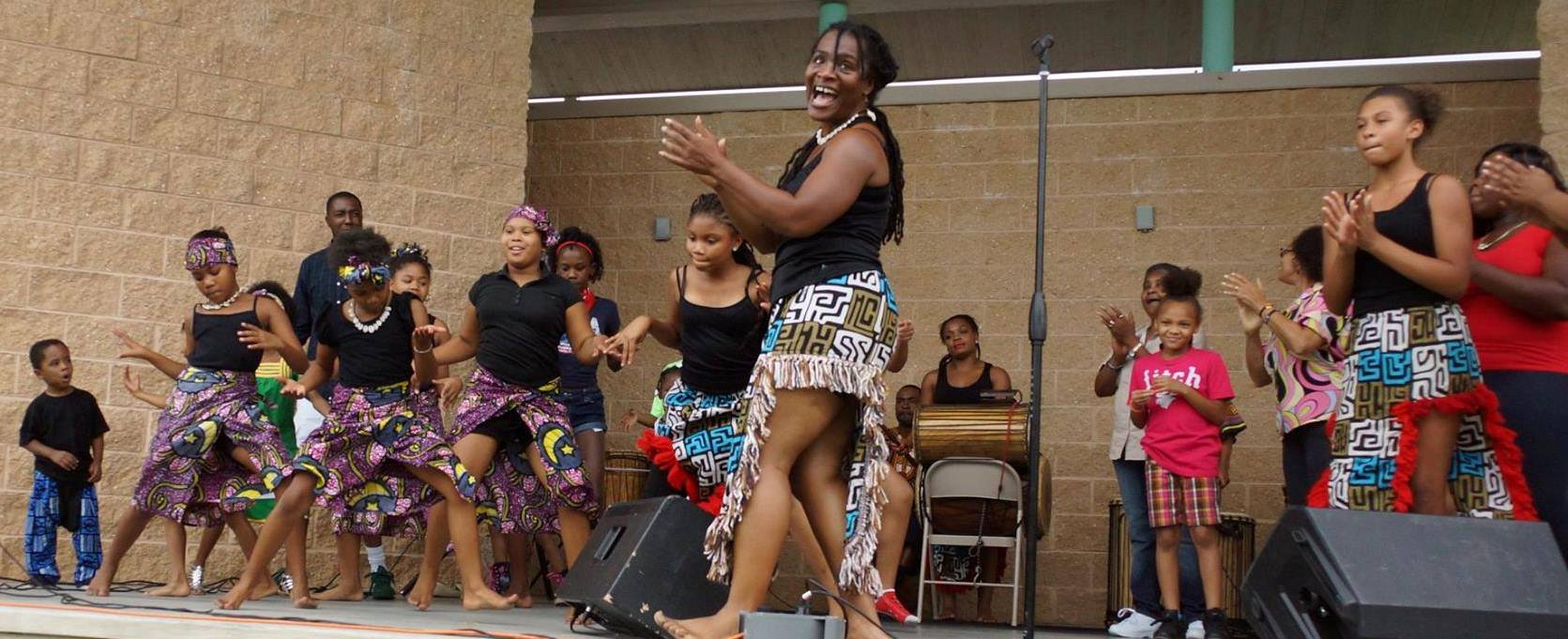 A multigenerational dance performance at Black Family Day