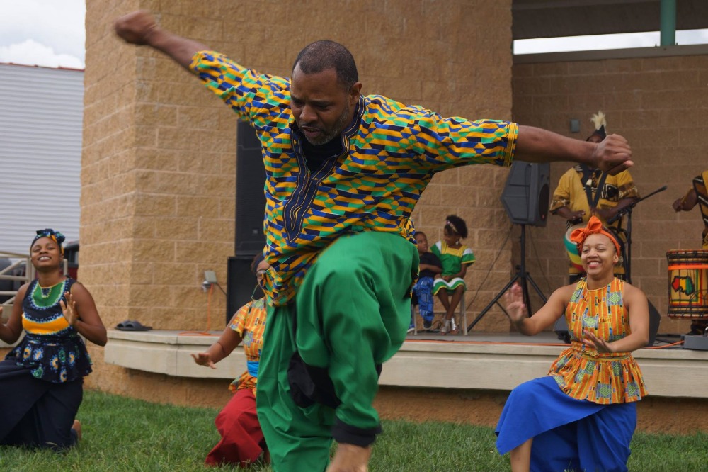 Performers sharing African-inspired dance at Black Family Day